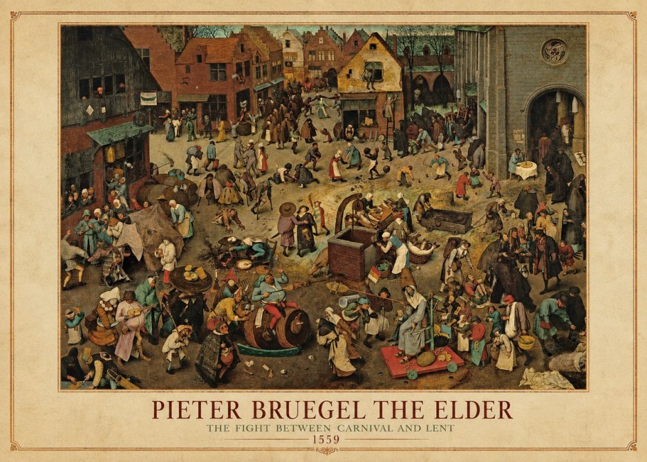 Pieter Bruegel The Fight Between Carnival and Lent I No4 - Juliste