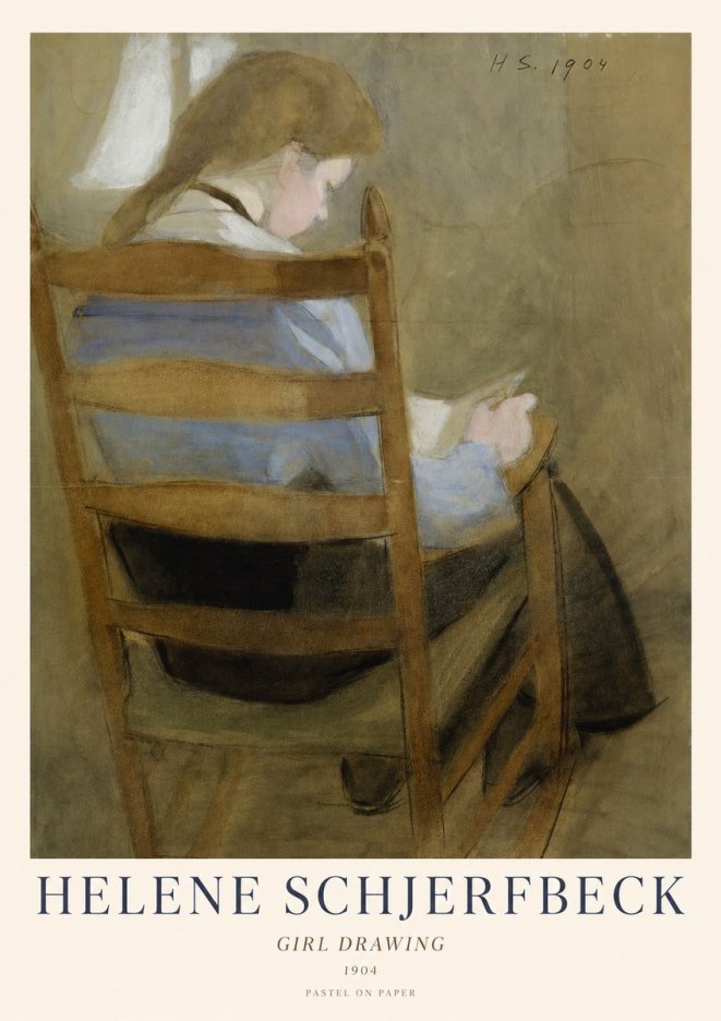 Helene Schjerfbeck Girl Drawing No1 - Juliste