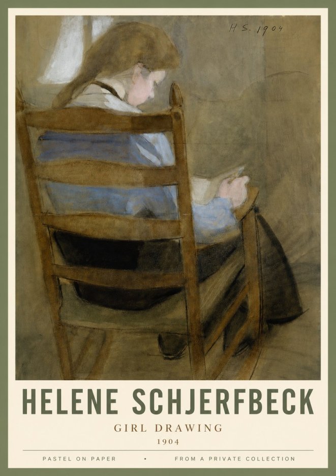 Helene Schjerfbeck Girl Drawing No3 - Juliste