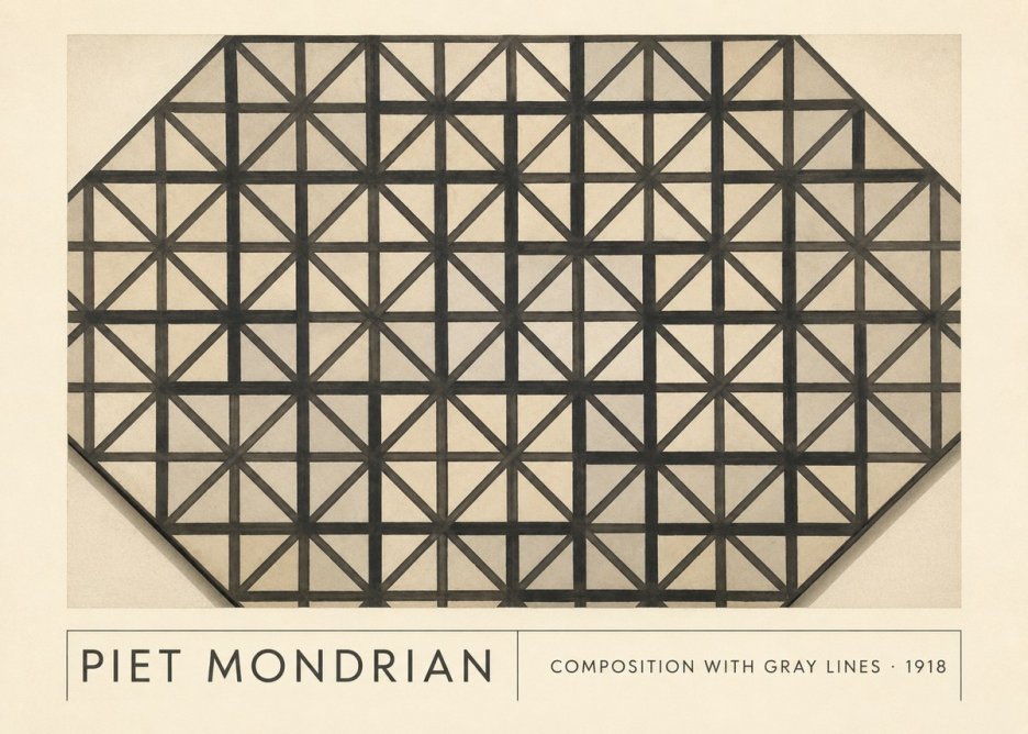 Piet Mondrian Composition with Gray Lines No1 - Juliste