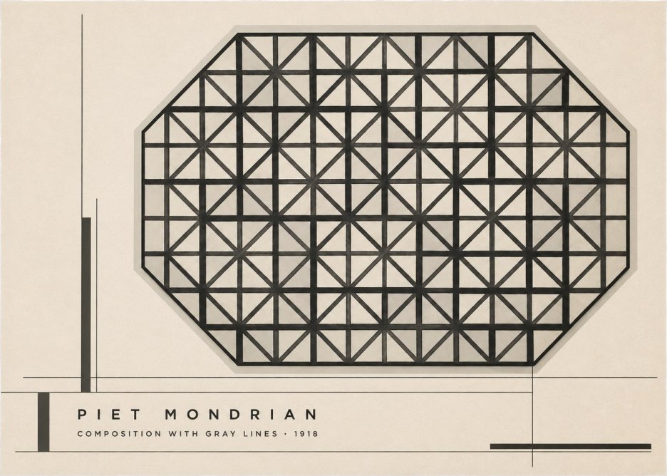 Piet Mondrian Composition with Gray Lines No2 - Juliste