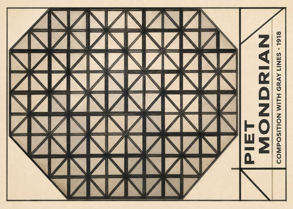 Piet Mondrian Composition with Gray Lines No5 - Juliste