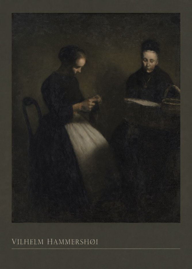 Vilhelm Hammershøi Two Women Knitting No3 - Juliste