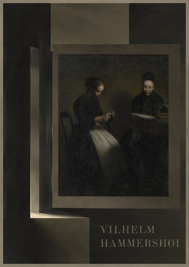 Vilhelm Hammershøi Two Women Knitting No6 - Juliste