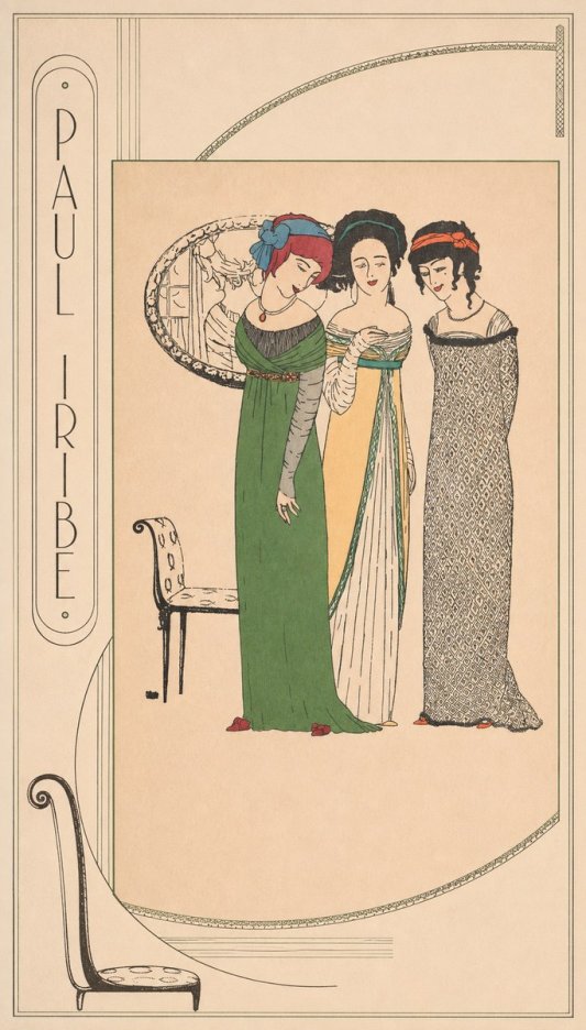 Paul Iribe Three Women in Fashion No2 - Juliste