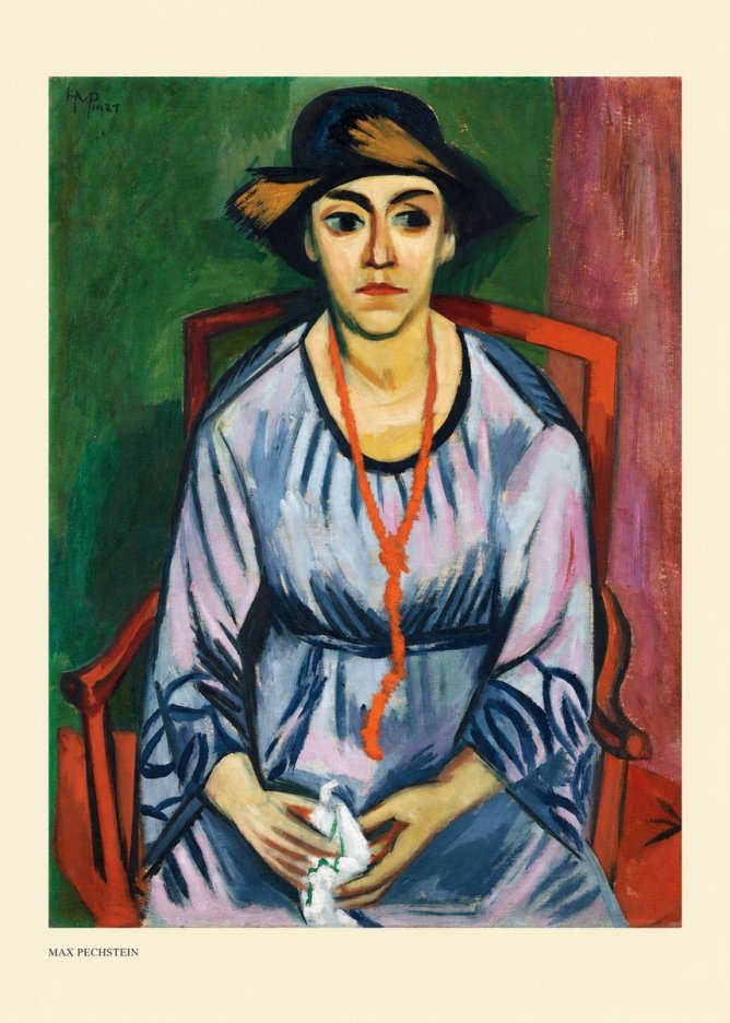 Max Pechstein Seated Woman with Hat No5 - Juliste