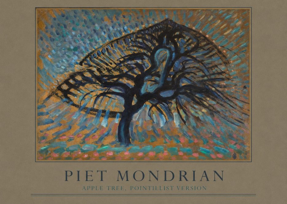 Piet Mondrian Apple Tree, Pointillist Version No2 - Juliste