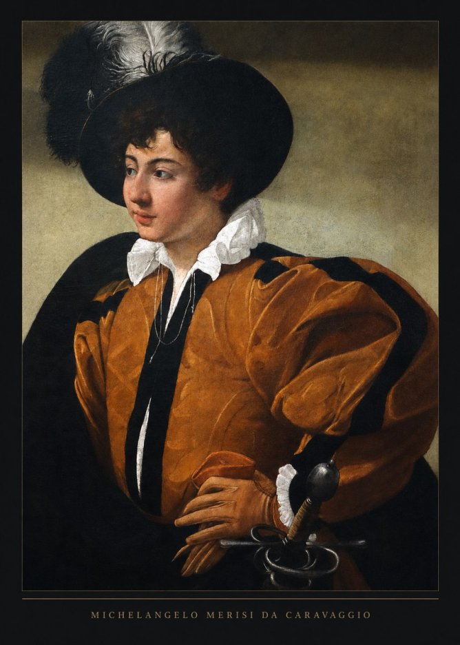 Michelangelo Merisi da Caravaggio Young Man with a Plumed Hat No6 - Juliste