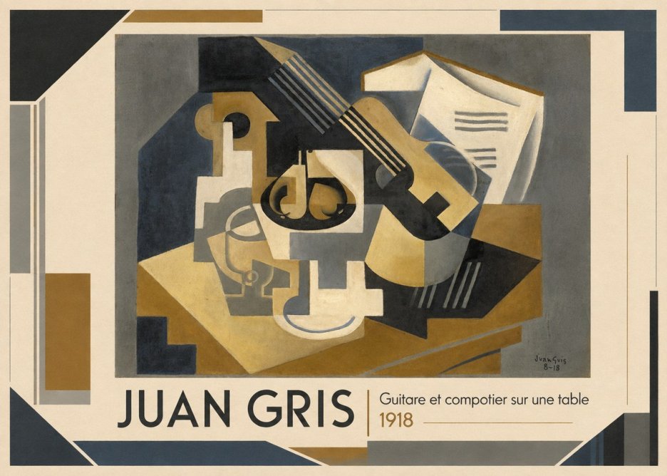 Juan Gris Guitare Et Compotier Sur Une Table No1 - Juliste