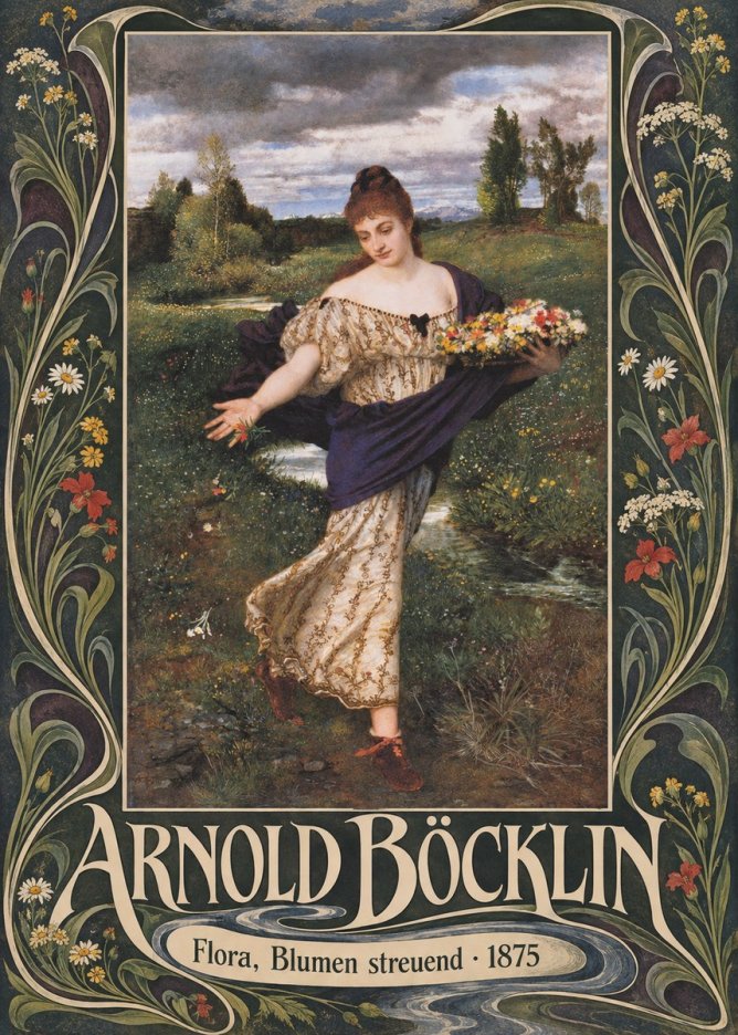 Arnold Böcklin Flora, Blumen Streuend I No5 - Juliste