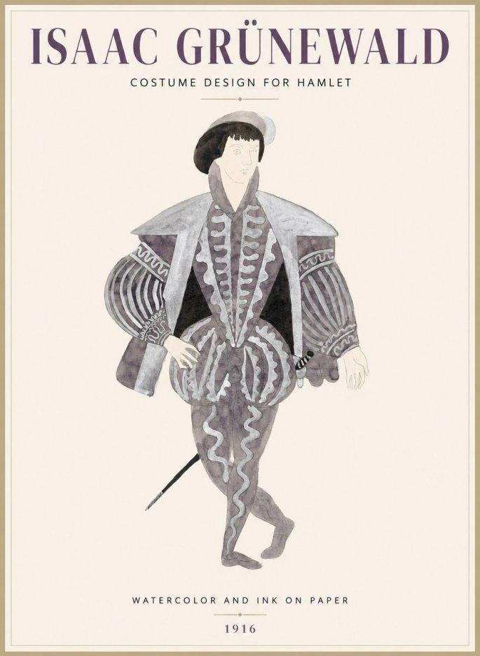 Isaac Grünewald Costume Design for Hamlet No1 - Juliste