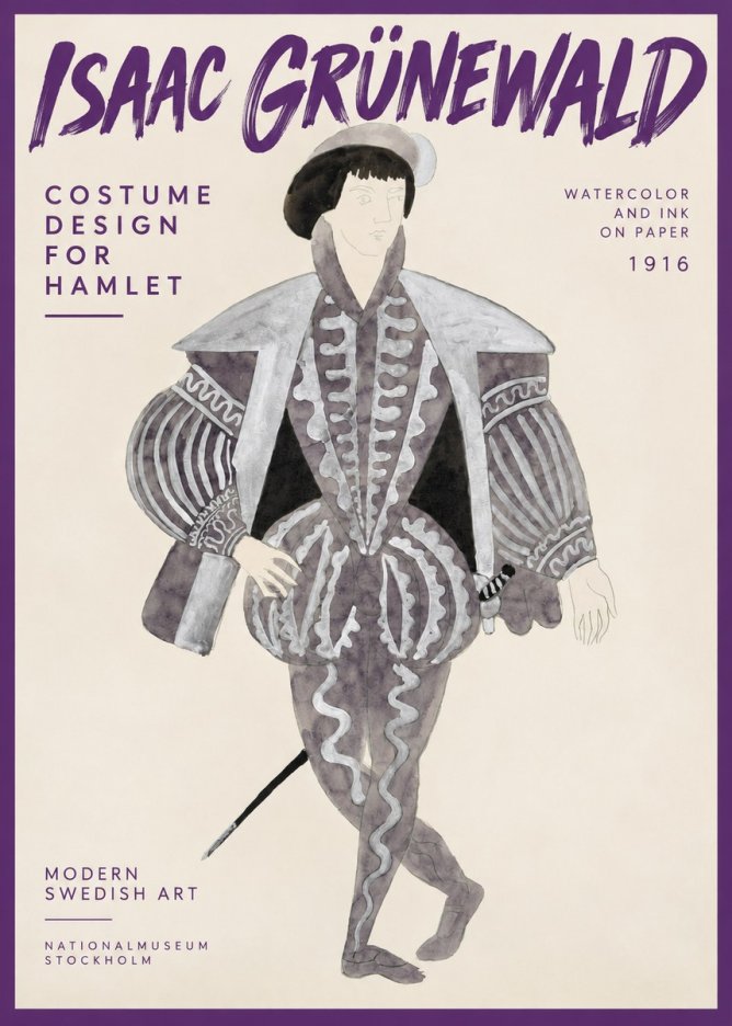 Isaac Grünewald Costume Design for Hamlet No2 - Juliste