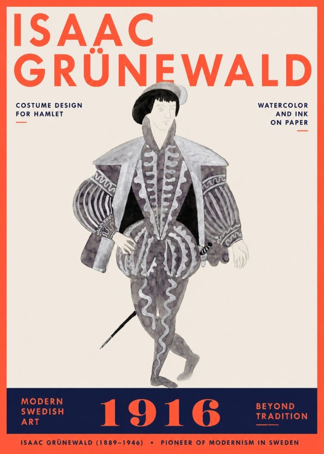 Isaac Grünewald Costume Design for Hamlet No3 - Juliste