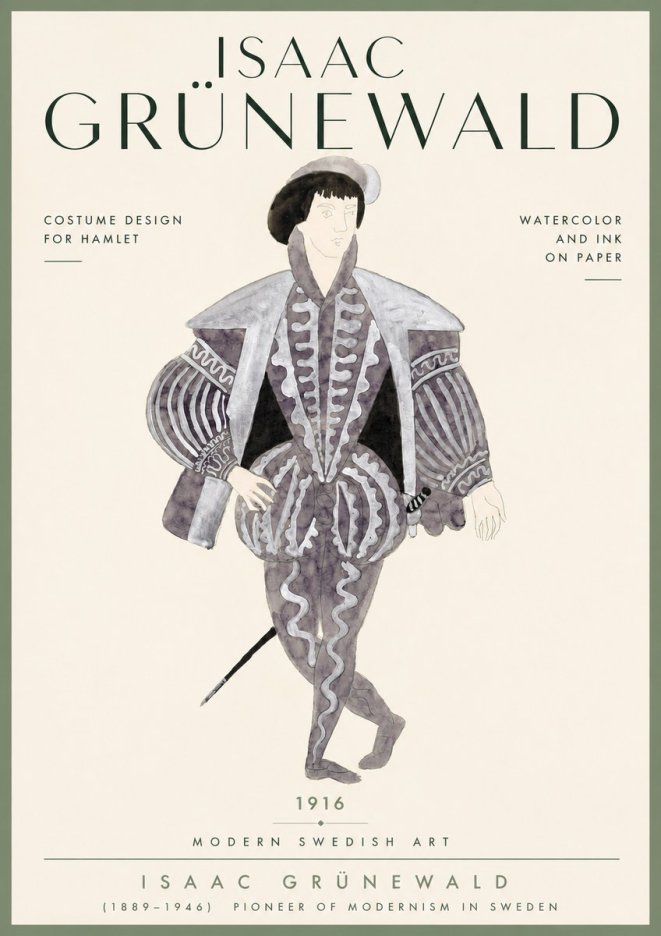 Isaac Grünewald Costume Design for Hamlet No4 - Juliste