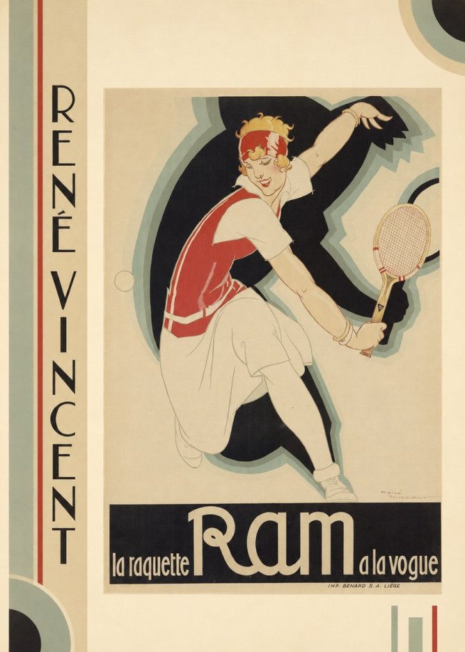 René Vincent Ram La Raquette À La Vogue No2 - Juliste