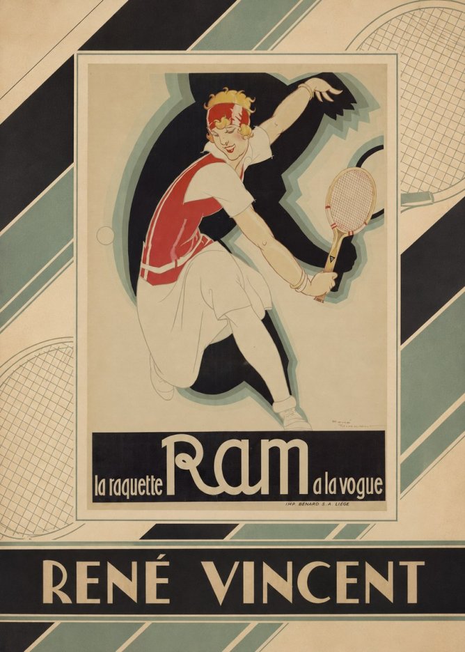 René Vincent Ram La Raquette À La Vogue No3 - Juliste
