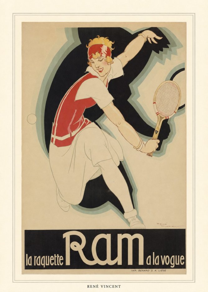 René Vincent Ram La Raquette À La Vogue No4 - Juliste