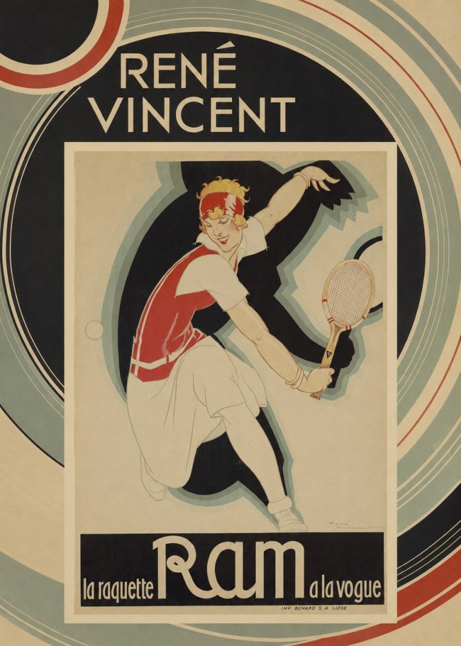 René Vincent Ram La Raquette À La Vogue No5 - Juliste
