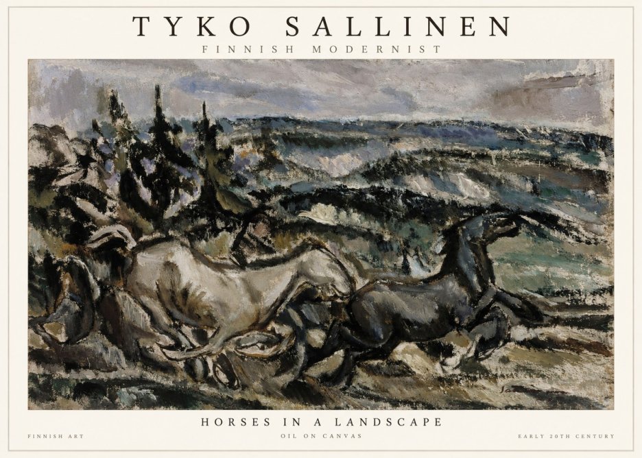 Tyko Sallinen Horses in a Landscape No1 - Juliste