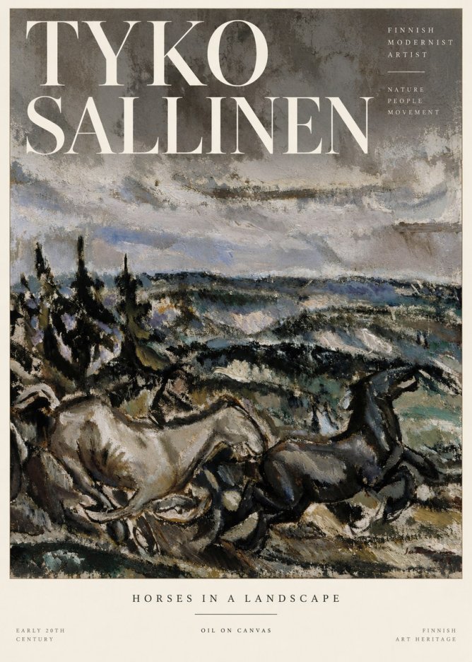 Tyko Sallinen Horses in a Landscape No3 - Juliste
