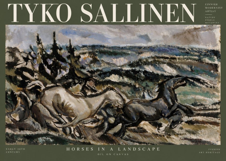 Tyko Sallinen Horses in a Landscape No5 - Juliste