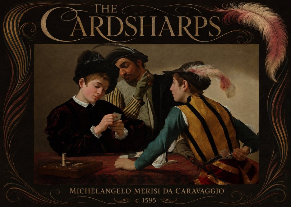 Michelangelo Merisi da Caravaggio The Cardsharps I No6 - Juliste
