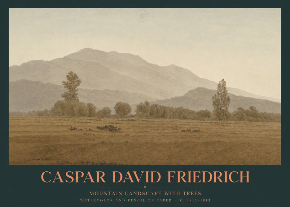 Caspar David Friedrich Mountain Landscape with Trees No2 - Juliste