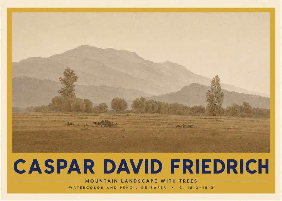 Caspar David Friedrich Mountain Landscape with Trees No3 - Juliste