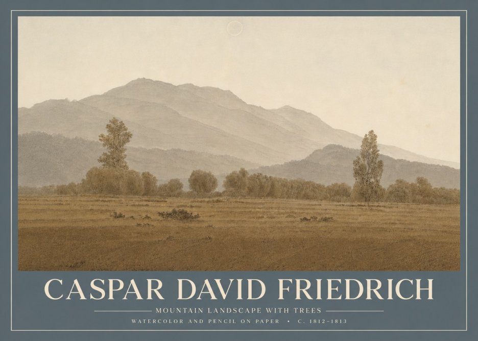 Caspar David Friedrich Mountain Landscape with Trees No4 - Juliste