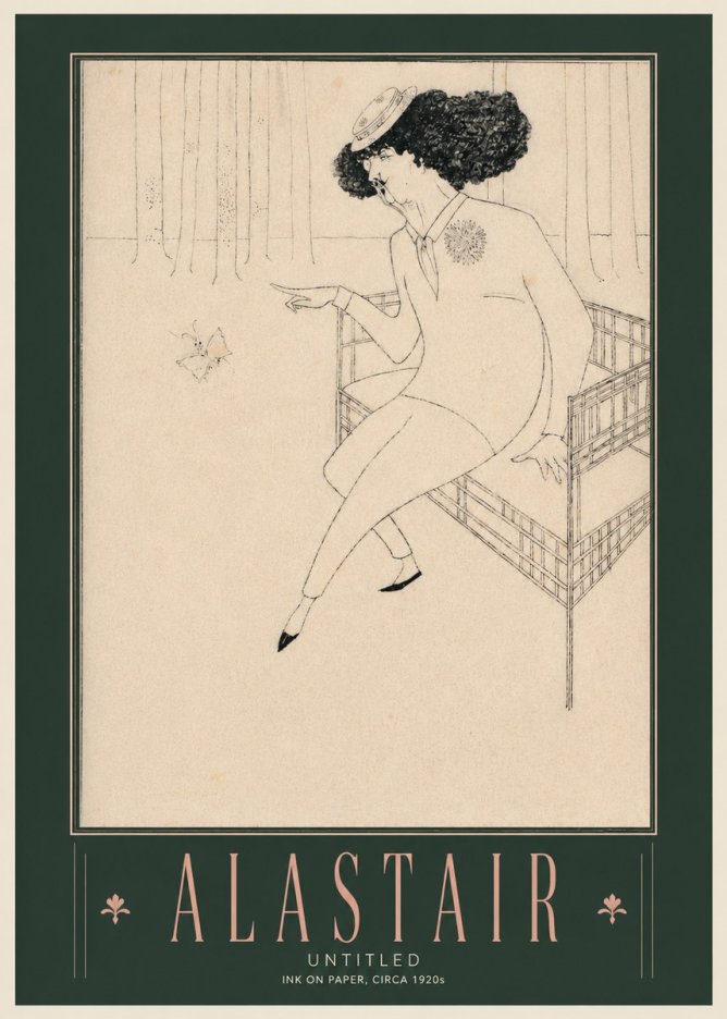 Alastair Lady with Butterfly No3 - Juliste