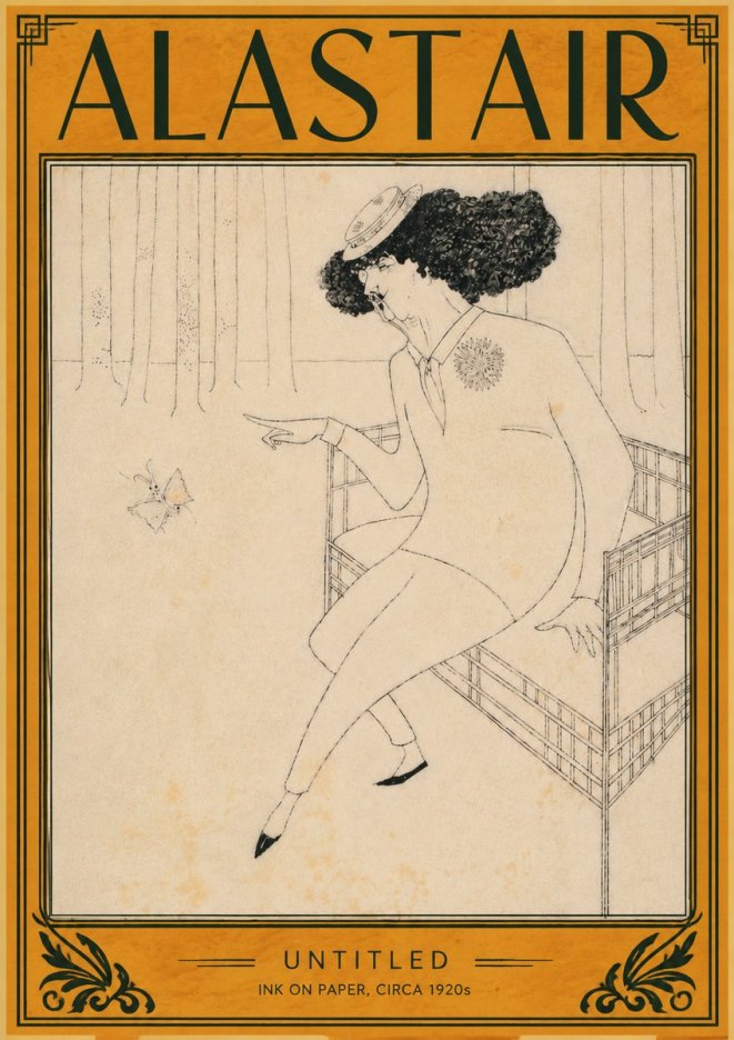 Alastair Lady with Butterfly No4 - Juliste