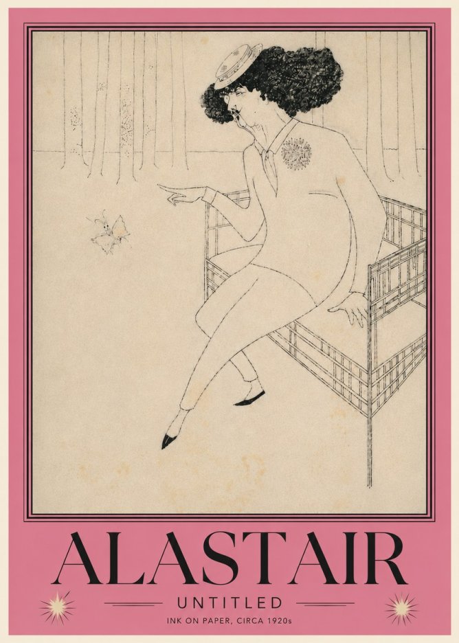 Alastair Lady with Butterfly No6 - Juliste