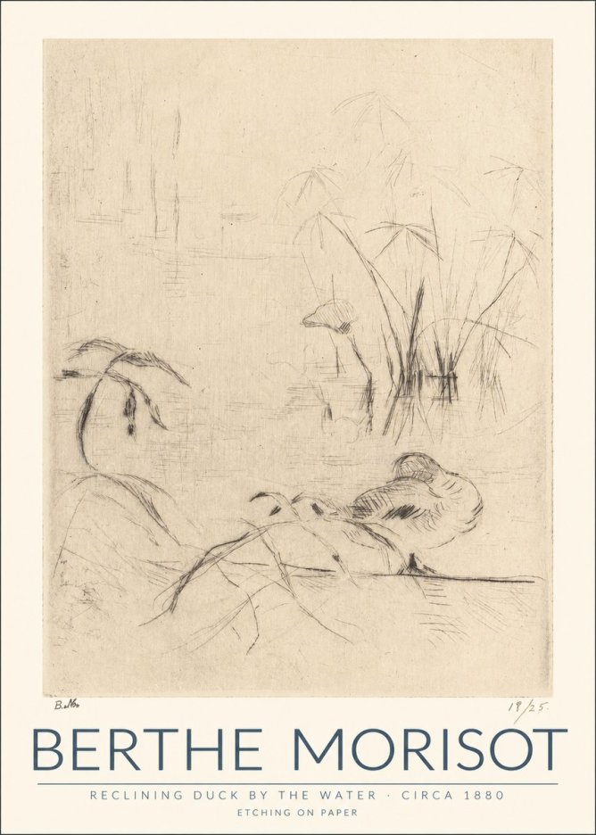 Berthe Morisot Reclining Duck by the Water No1 - Juliste