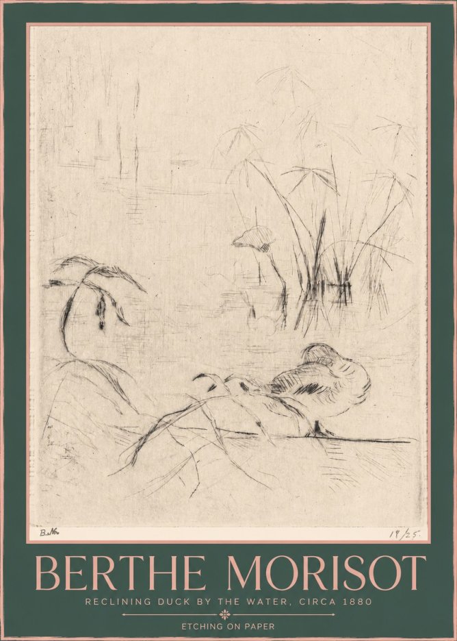 Berthe Morisot Reclining Duck by the Water No2 - Juliste