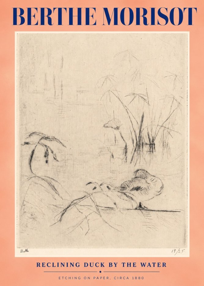 Berthe Morisot Reclining Duck by the Water No3 - Juliste