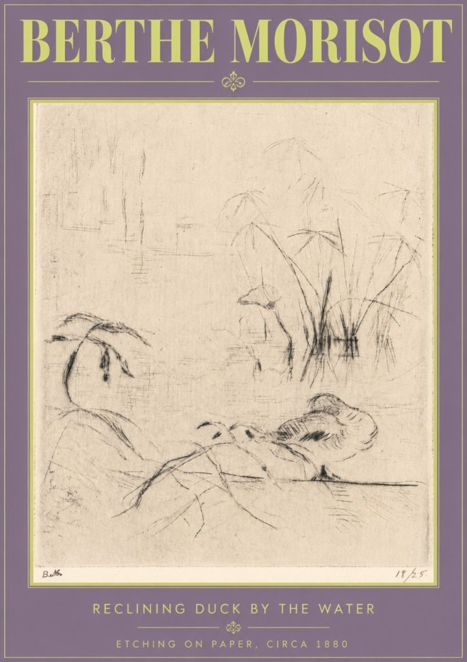 Berthe Morisot Reclining Duck by the Water No4 - Juliste