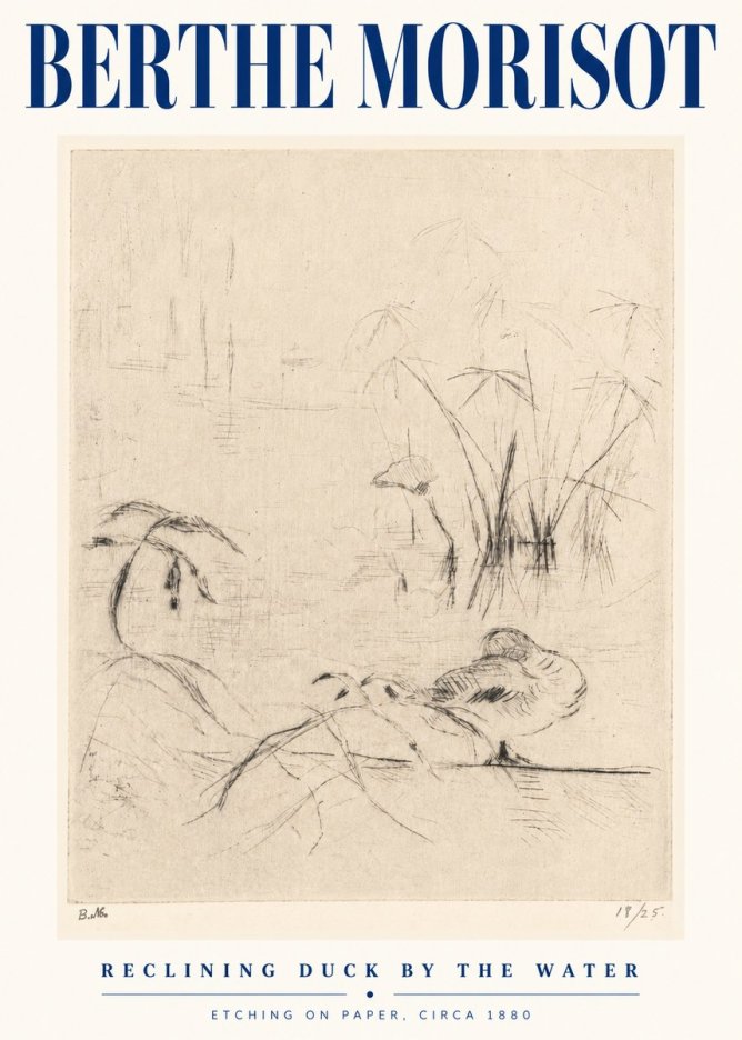 Berthe Morisot Reclining Duck by the Water No5 - Juliste