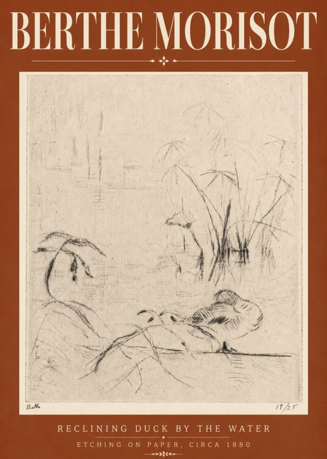 Berthe Morisot Reclining Duck by the Water No6 - Juliste