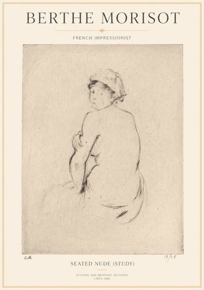 Berthe Morisot Seated Nude (Study) No1 - Juliste
