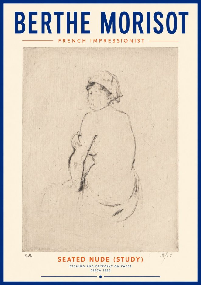Berthe Morisot Seated Nude (Study) No4 - Juliste