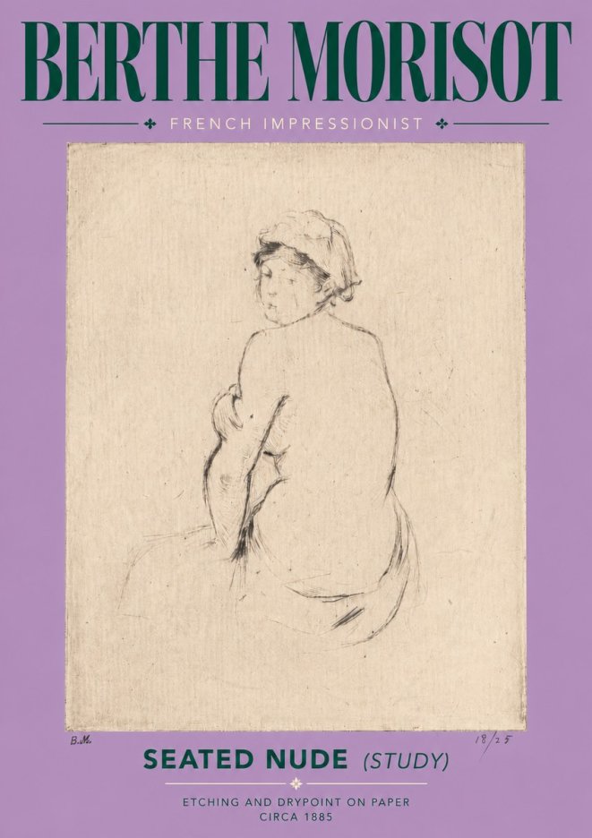 Berthe Morisot Seated Nude (Study) No5 - Juliste