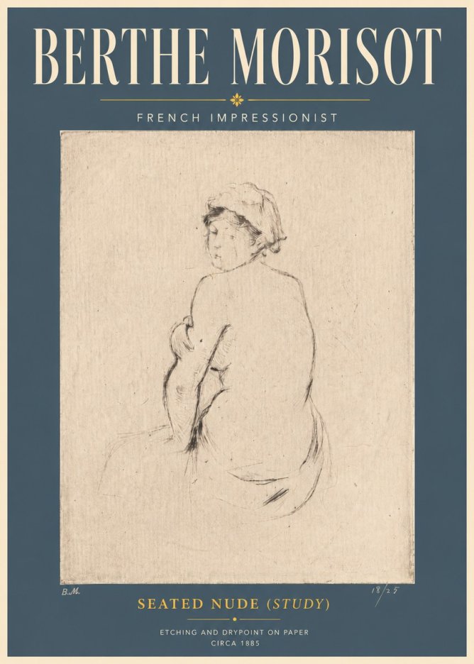 Berthe Morisot Seated Nude (Study) No6 - Juliste