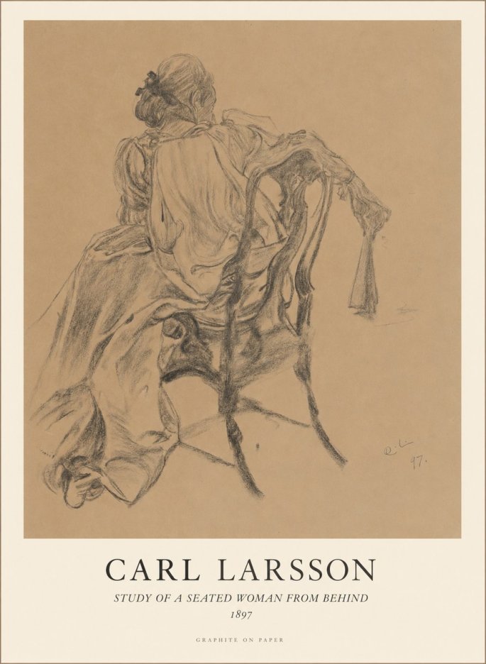 Carl Larsson Study of a Seated Woman from Behind No1 - Juliste
