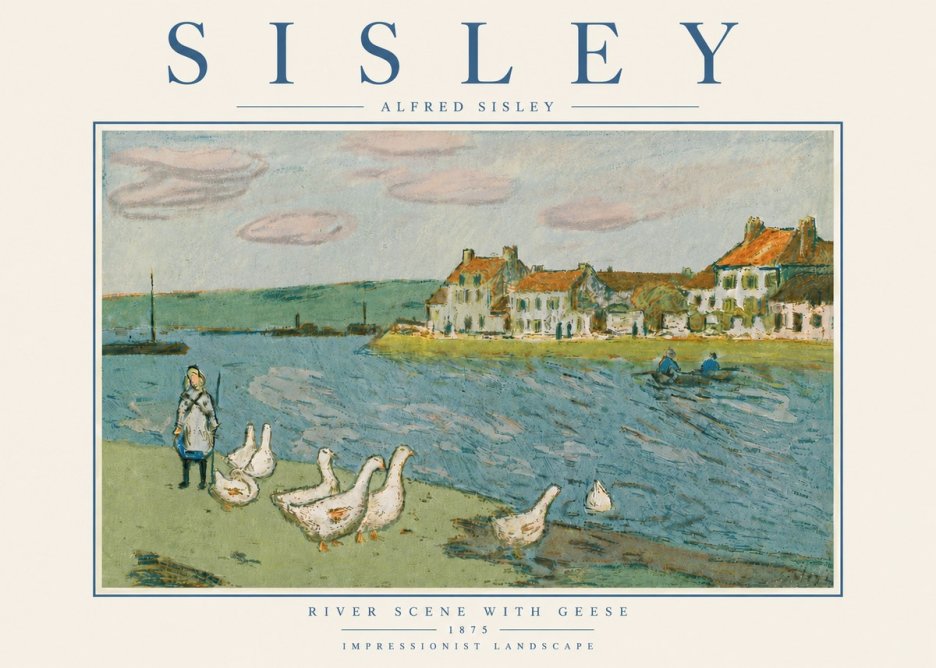 Sisley River Scene with Geese No6 - Juliste