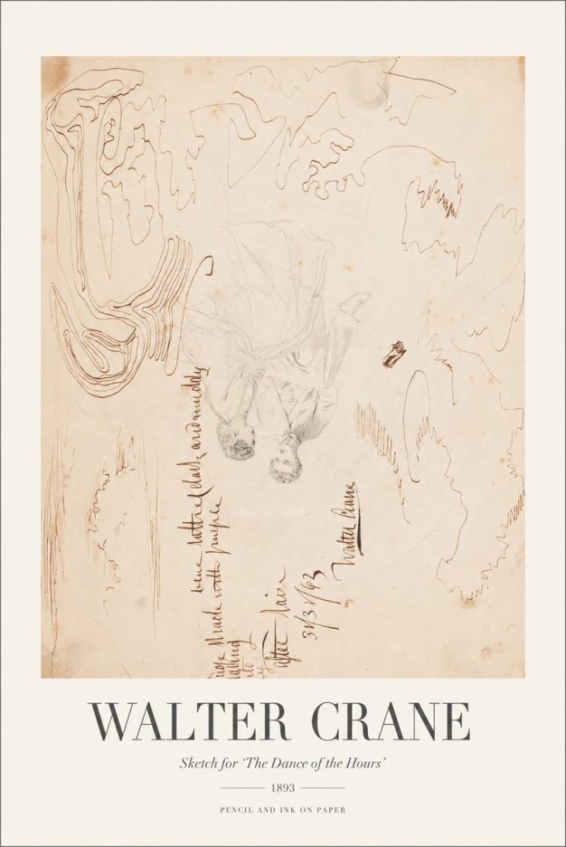 Walter Crane Sketch for 'the Dance of the Hours' No1 - Juliste