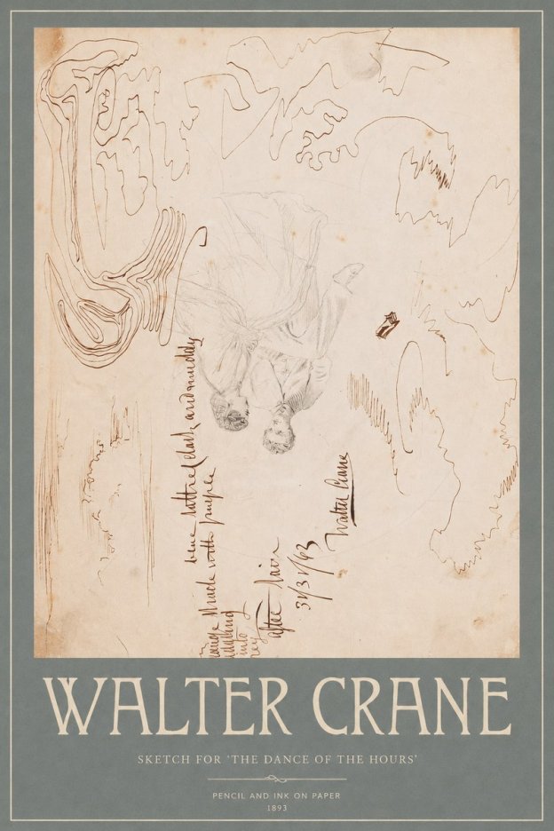 Walter Crane Sketch for 'the Dance of the Hours' No2 - Juliste