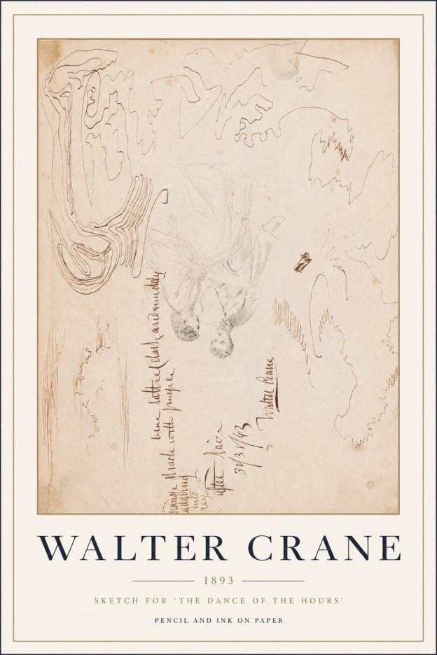 Walter Crane Sketch for 'the Dance of the Hours' No3 - Juliste