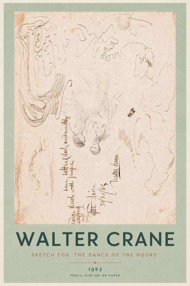 Walter Crane Sketch for 'the Dance of the Hours' No4 - Juliste