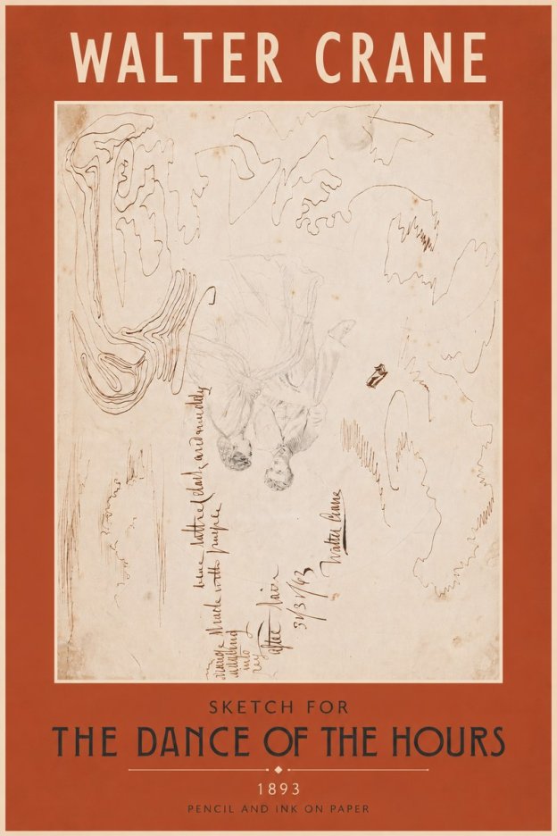 Walter Crane Sketch for 'the Dance of the Hours' No5 - Juliste