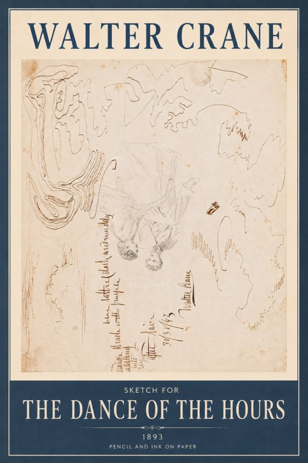 Walter Crane Sketch for 'the Dance of the Hours' No6 - Juliste